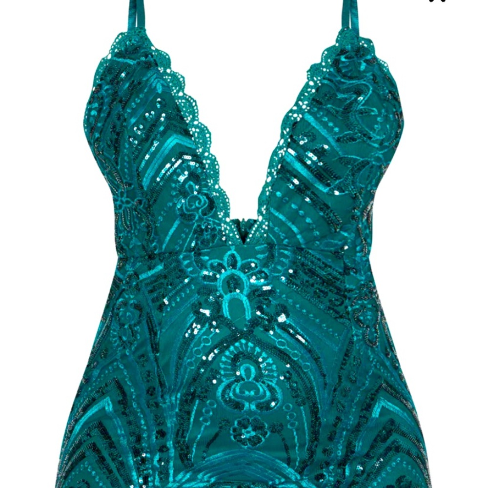 Green Sequin Mini Dress with Straps